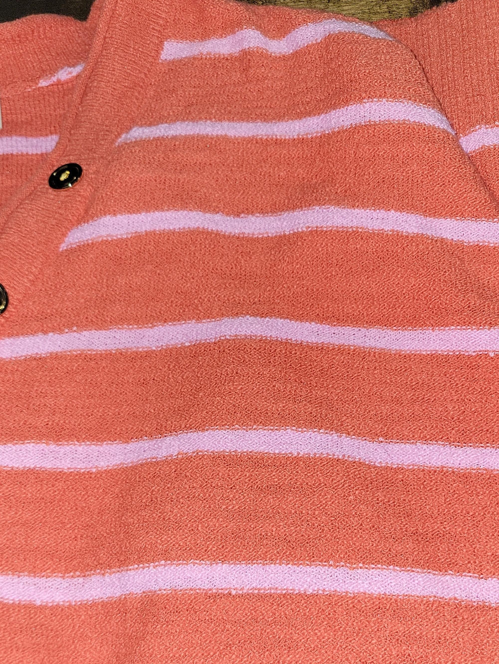LOFT Coral Pink Striped V-Neck Button Sweater Size XS - Picture 15 of 15